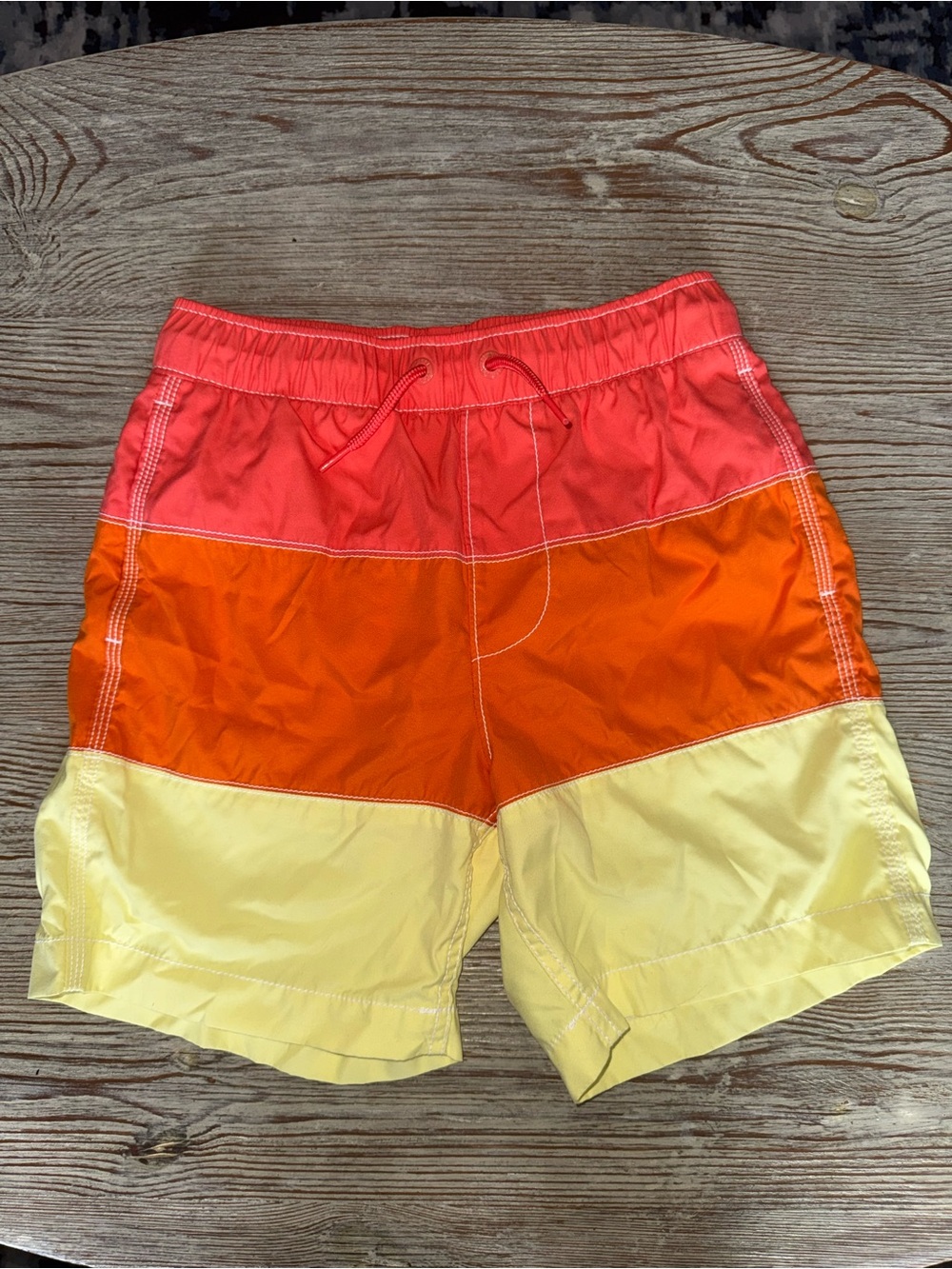 NWOT GAP Kids Boys colorblock Swim Trunks- Coral, Orange & Yellow size XL (12)